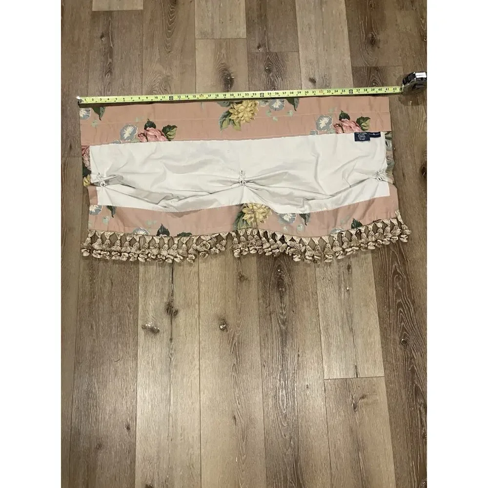 VTG Ralph Lauren Cynthia Pink Floral Valance Tassels Hand-Sewn Rings 80s RARE